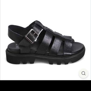 Black Strappy Sandals with Buckle